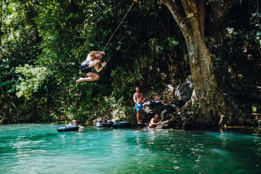 Riverside Jungle Trip & Sunset Boat Party by Haqqy Life - Cooling off in a jungle river